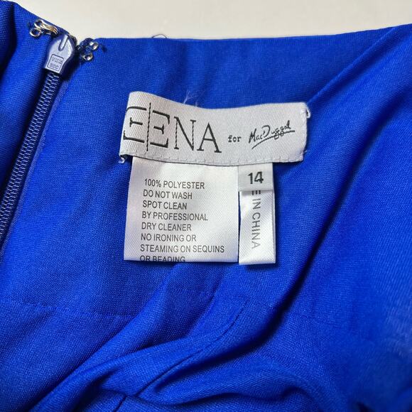 IEENA FOR MAC DUGGAL 26264 Plunging Faux Wrap Sleeveless Evening Gown 14 NEW - Picture 7 of 8